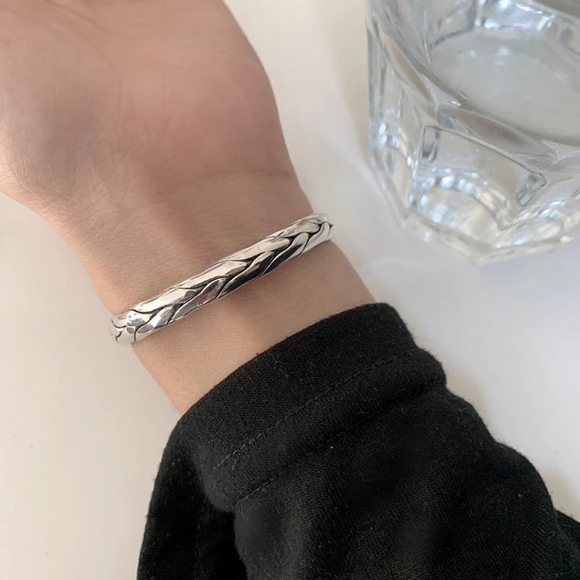 Boutique Jewelry - NEW Heavy Unisex 925 Sterling Silver Adjustable Weave Bangle Cuff Bracelet